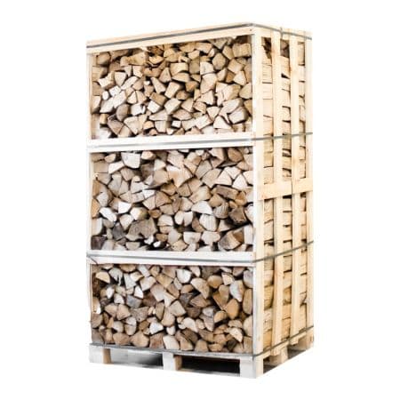 Palette gespaltenes und kammgetrocknetes Brennholz, 25 cm